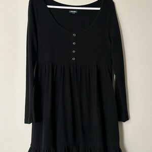Wild Fable Black Long Sleeve Dress with Button Detail